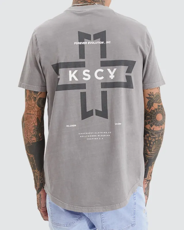 Gravel Dual Curved Tee Pigment Silver Scone sold by edge clothing