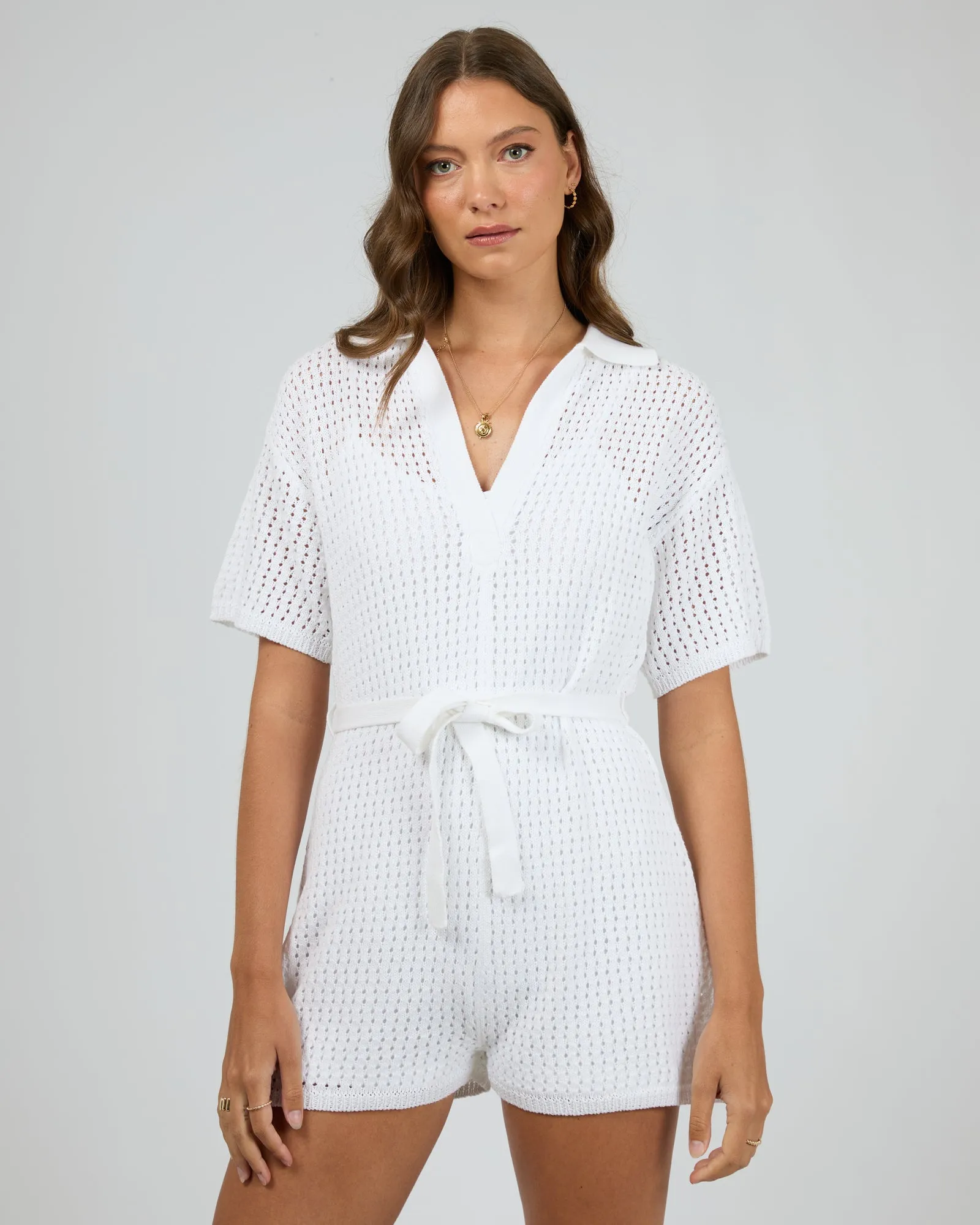 Crochet Playsuit Vintage White sold by edge clothing