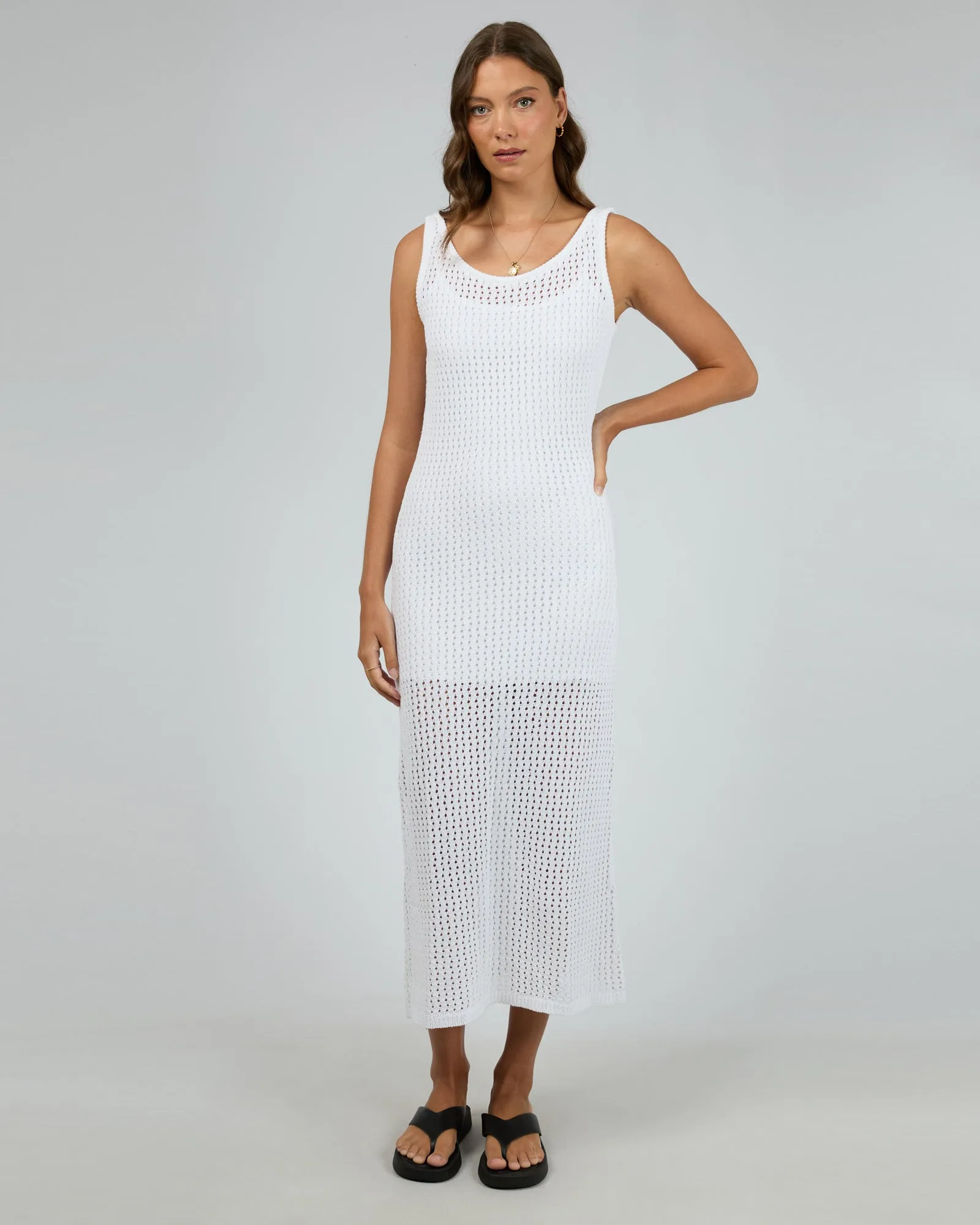 Crochet Maxi Dress Vintage White sold by edge clothing