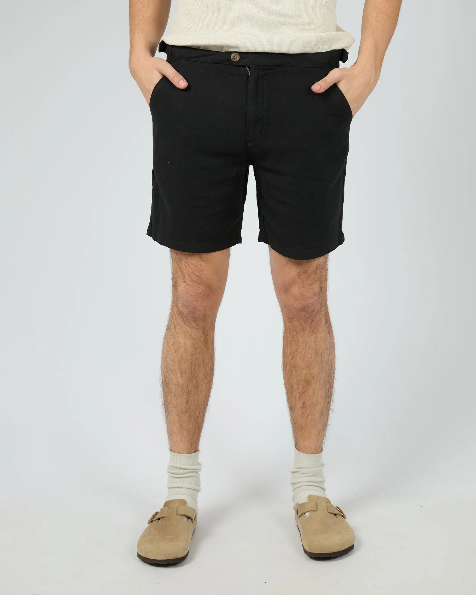 Tab Linen Short Black sold by edge clothing