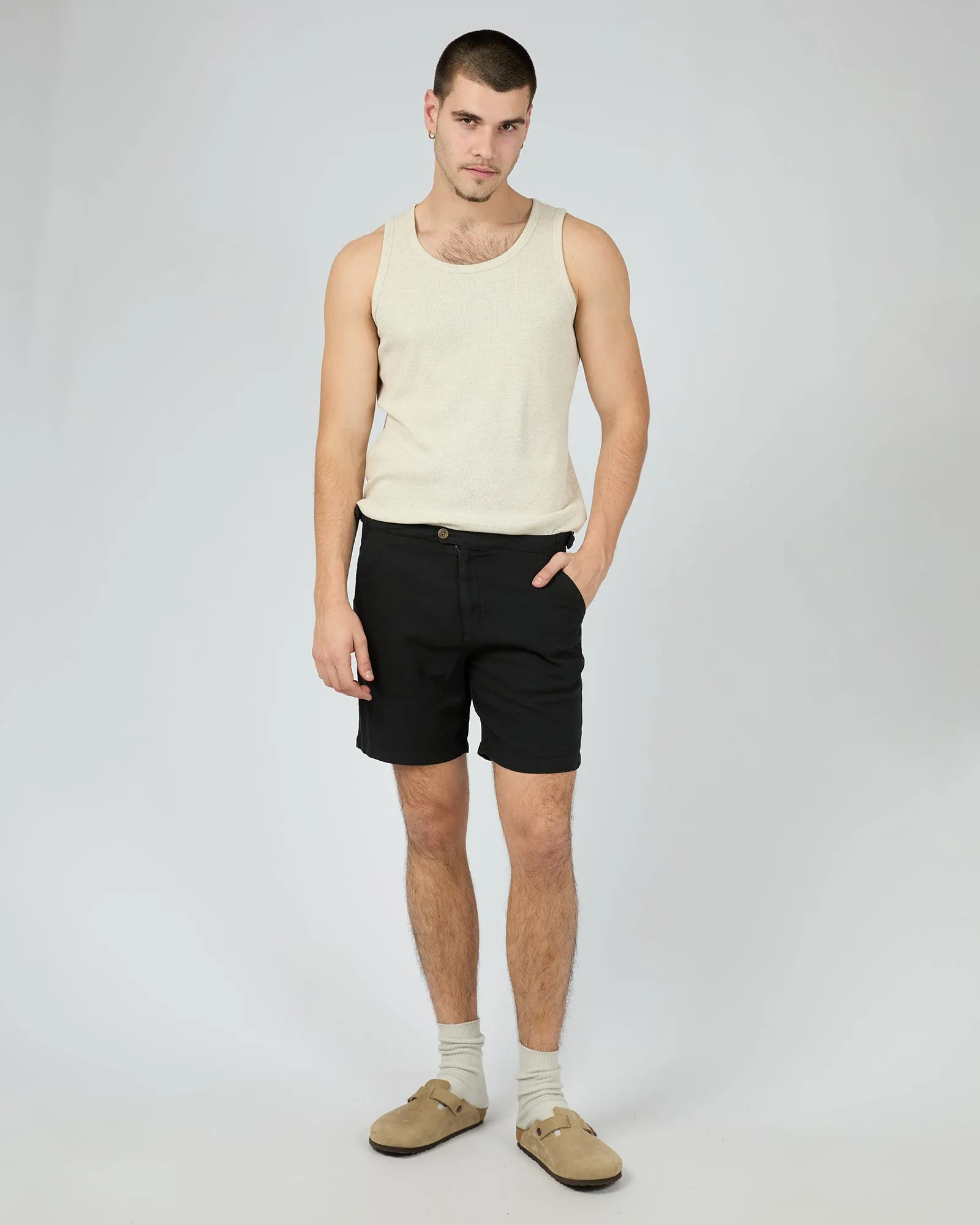 Tab Linen Short Black sold by edge clothing product image thumbnail 2