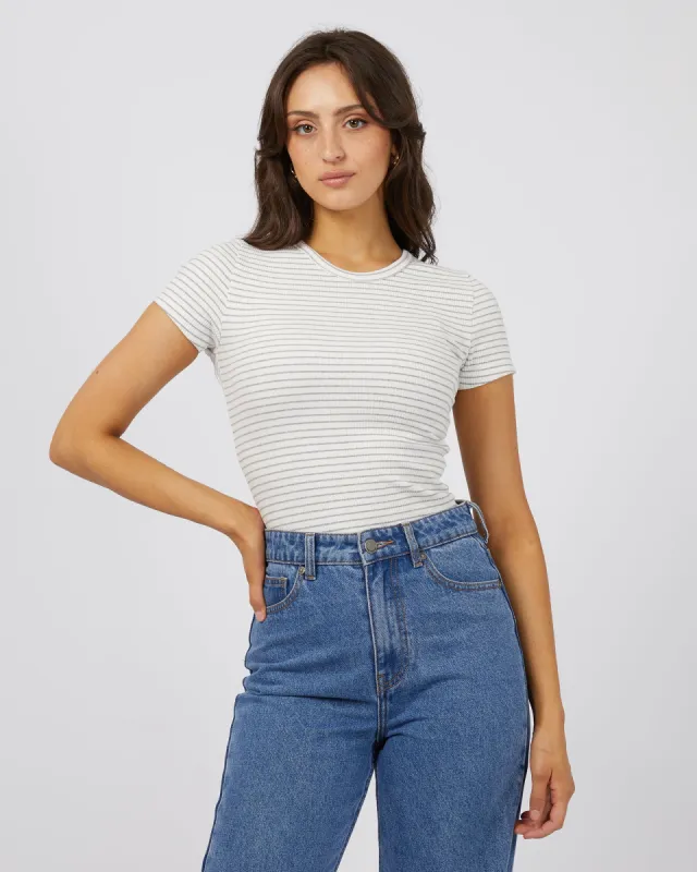Eve Rib Stripe Tee Grey Marle sold by edge clothing