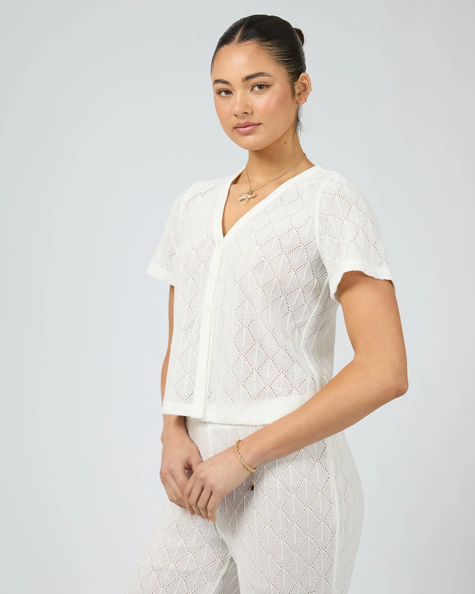 Aurora Button Up Top White sold by edge clothing product image thumbnail 4