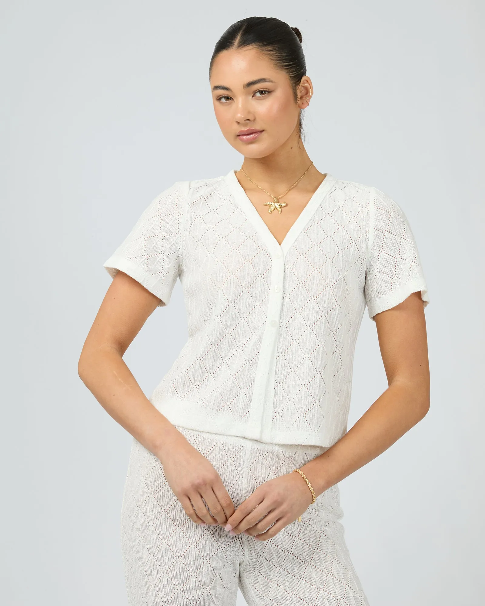 Aurora Button Up Top White sold by edge clothing product image thumbnail 2
