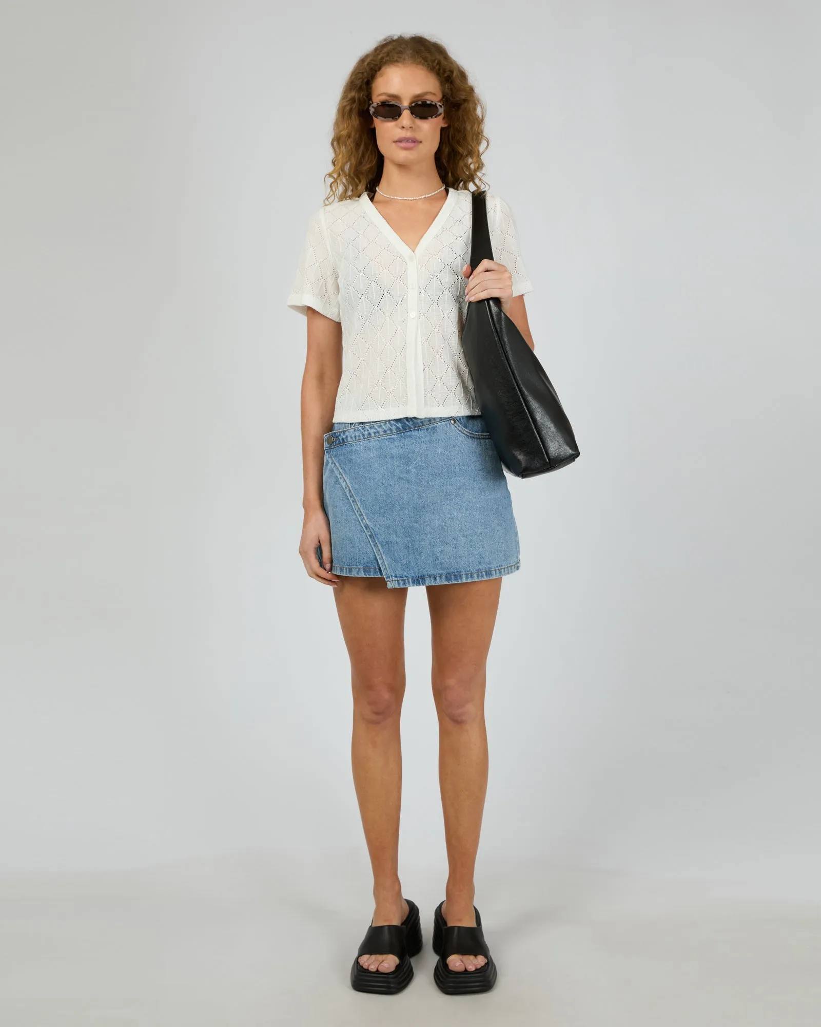 Aurora Button Up Top White sold by edge clothing