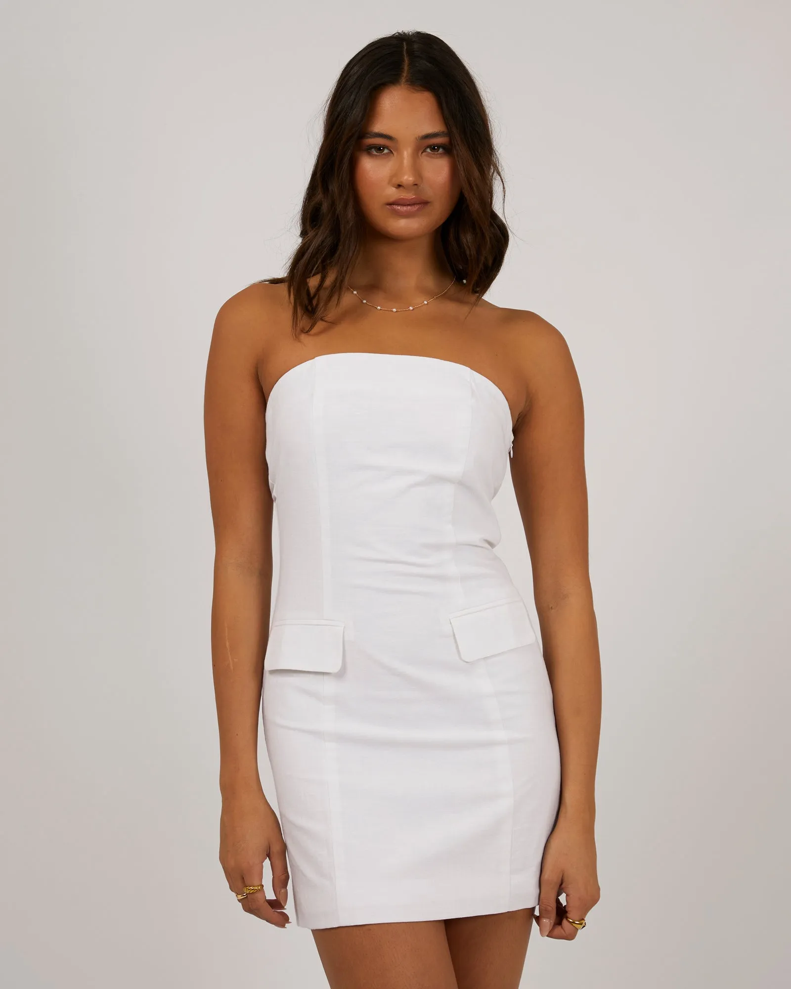 Tilly Mini Dress White sold by edge clothing