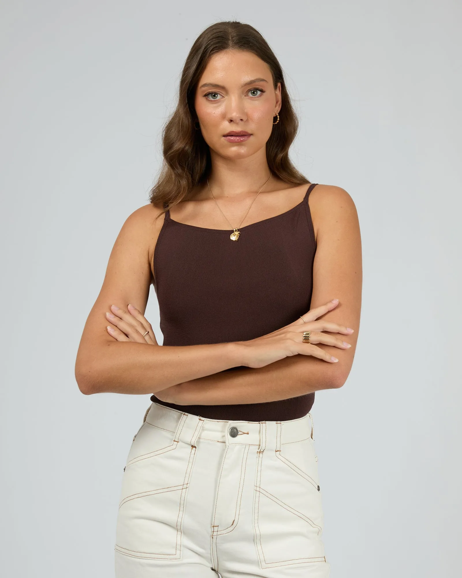 Peggy Top Brown sold by edge clothing