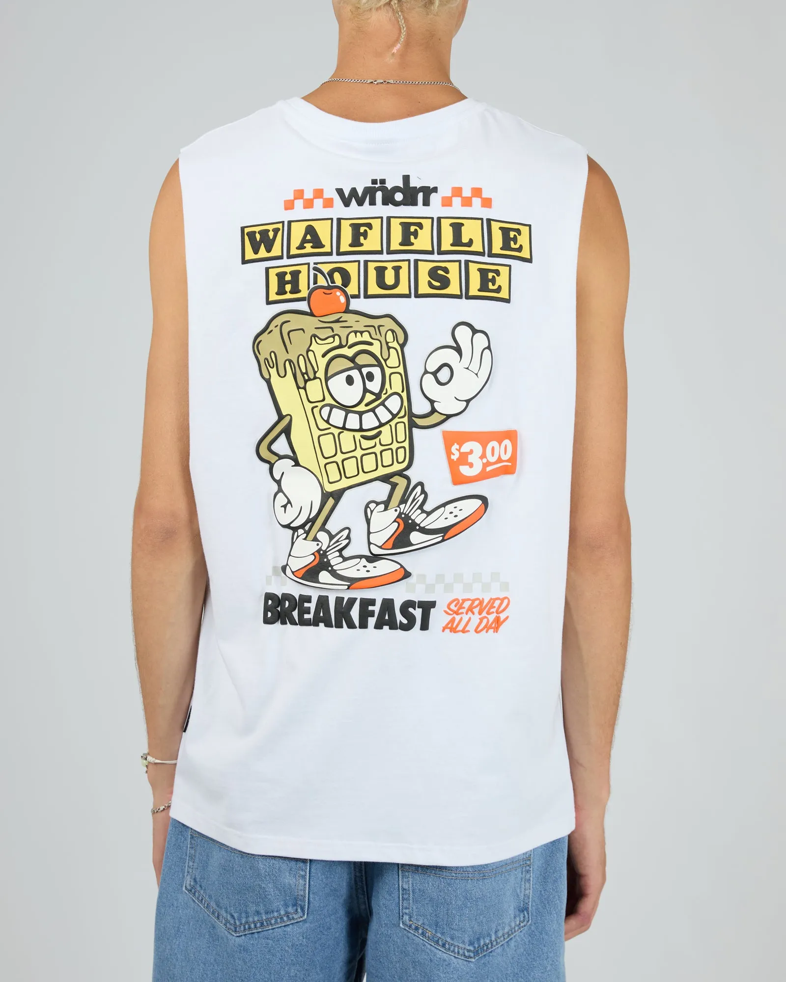Waffle House Muscle Top White sold by edge clothing product image thumbnail 2