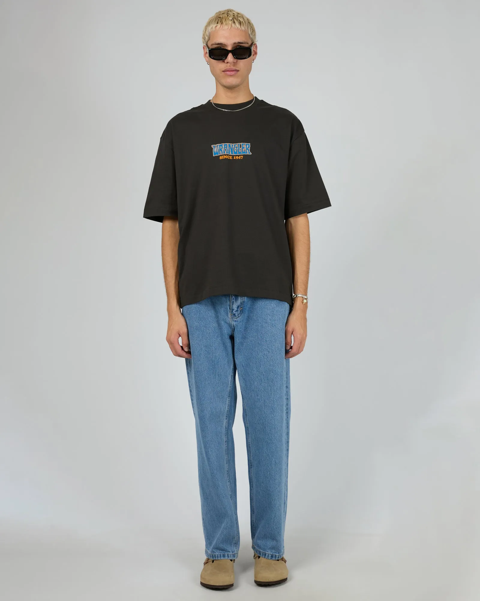 Fangs Boxcar Tee Worn Black sold by edge clothing