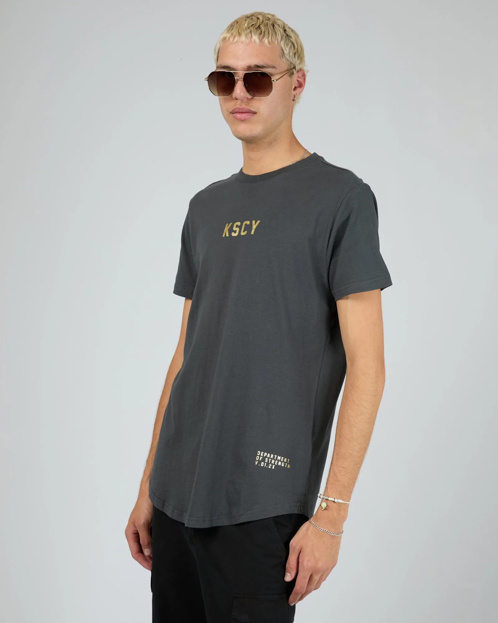 Rhos Dual Curved Tee Asphalt sold by edge clothing product image thumbnail 4