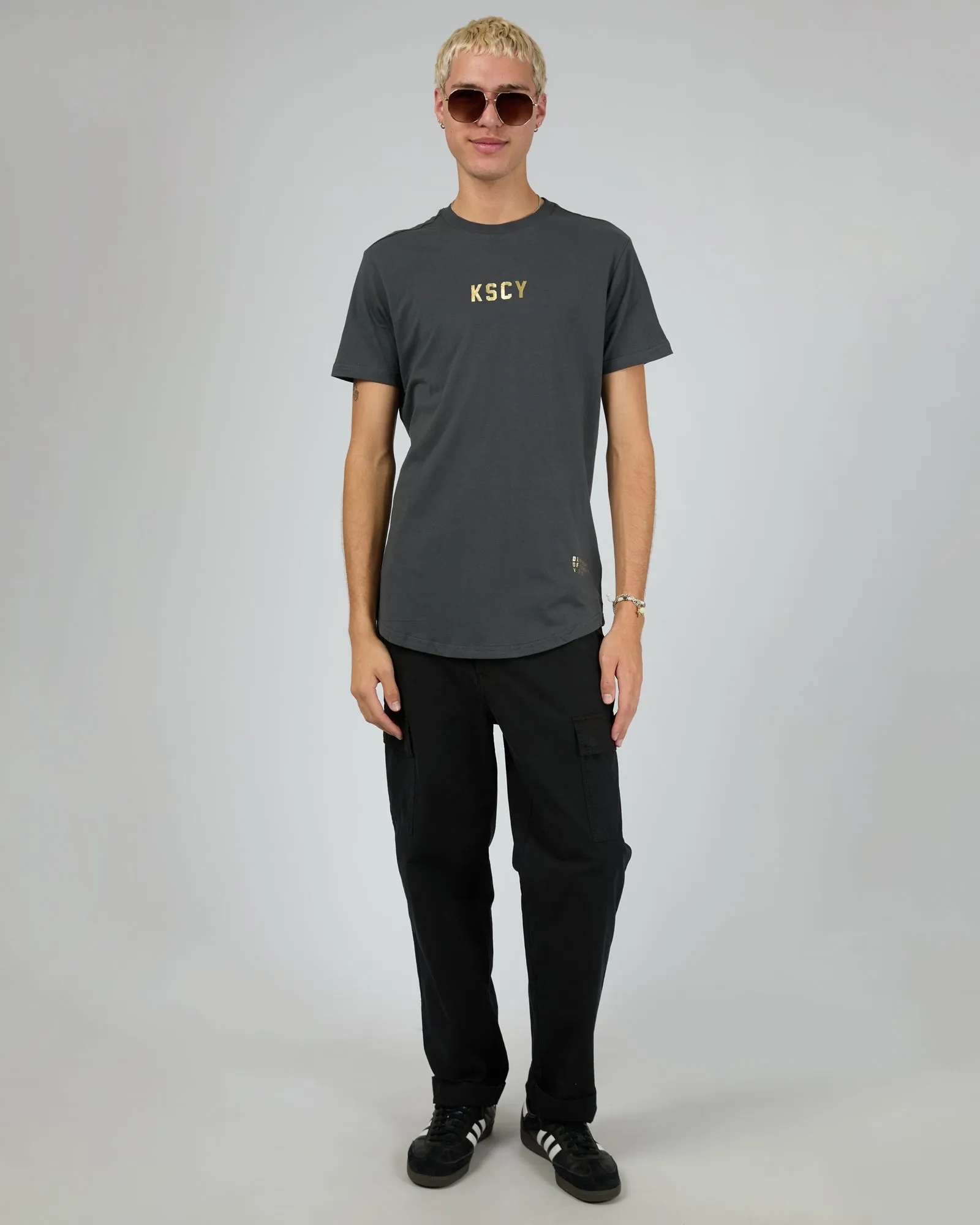 Rhos Dual Curved Tee Asphalt sold by edge clothing