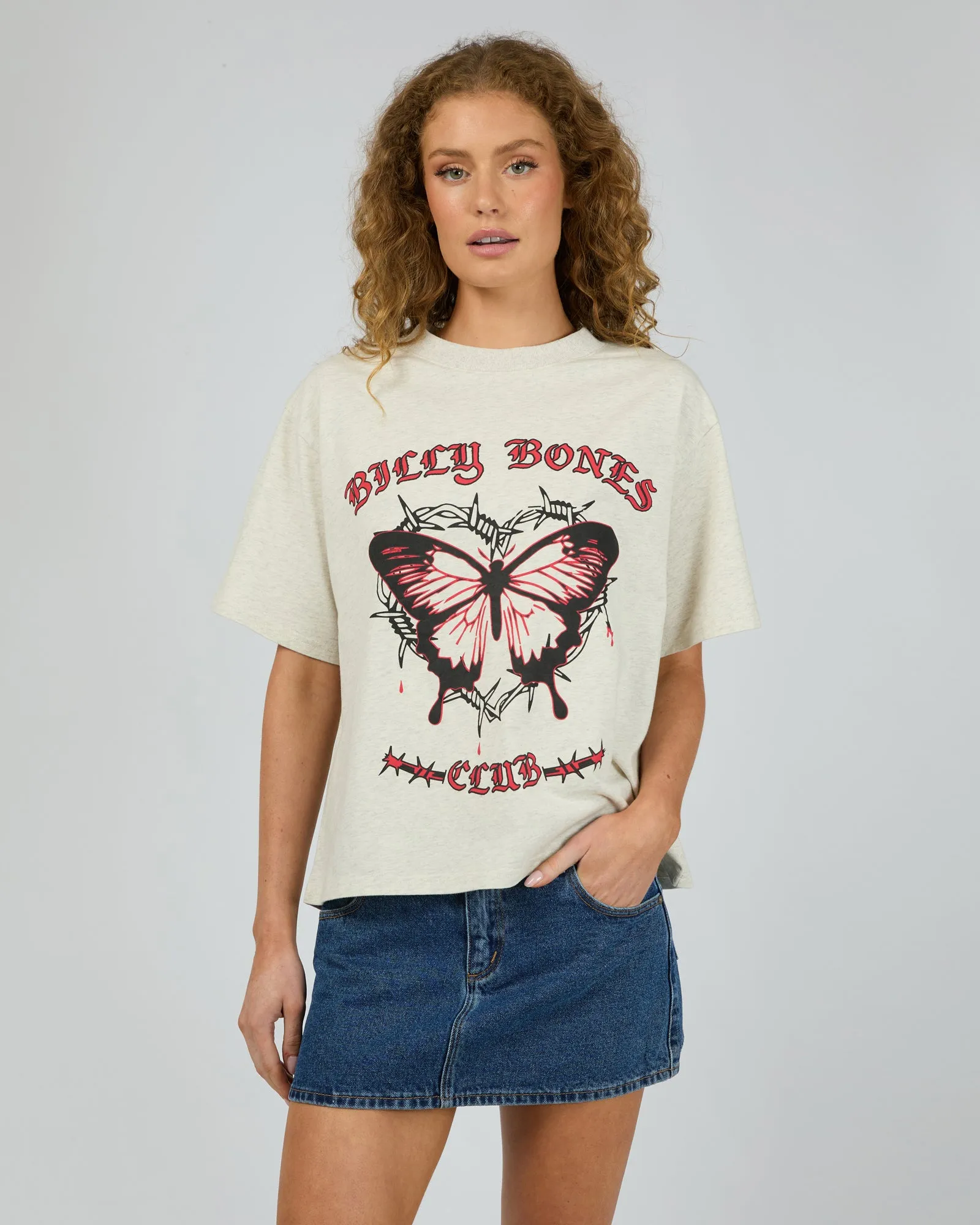 Barbed Butterfly Box Tee Snow Marle sold by edge clothing product image thumbnail 3