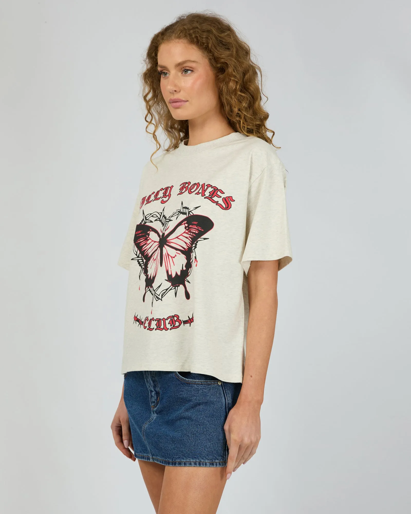 Barbed Butterfly Box Tee Snow Marle sold by edge clothing product image thumbnail 5
