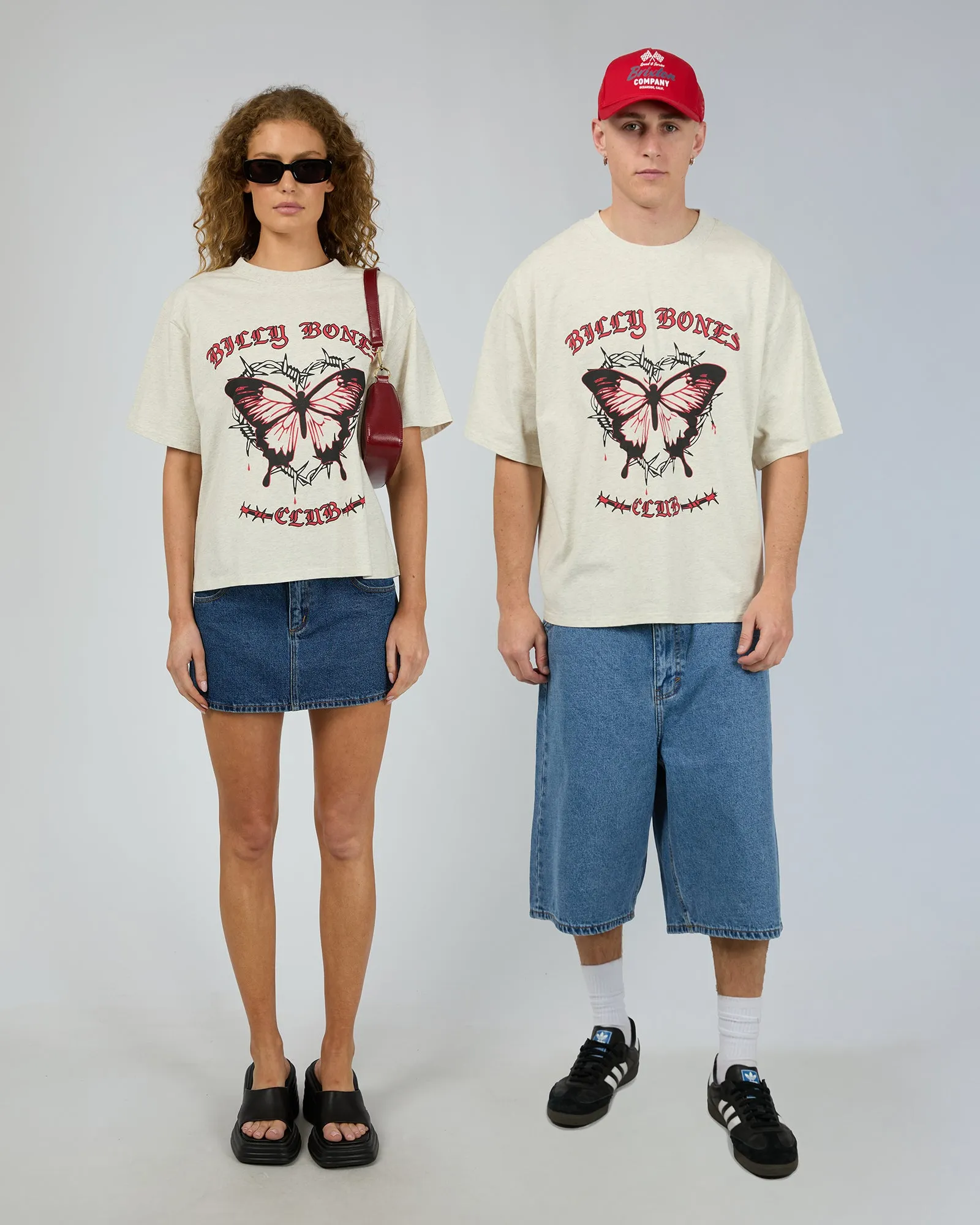 Barbed Butterfly Box Tee Snow Marle sold by edge clothing