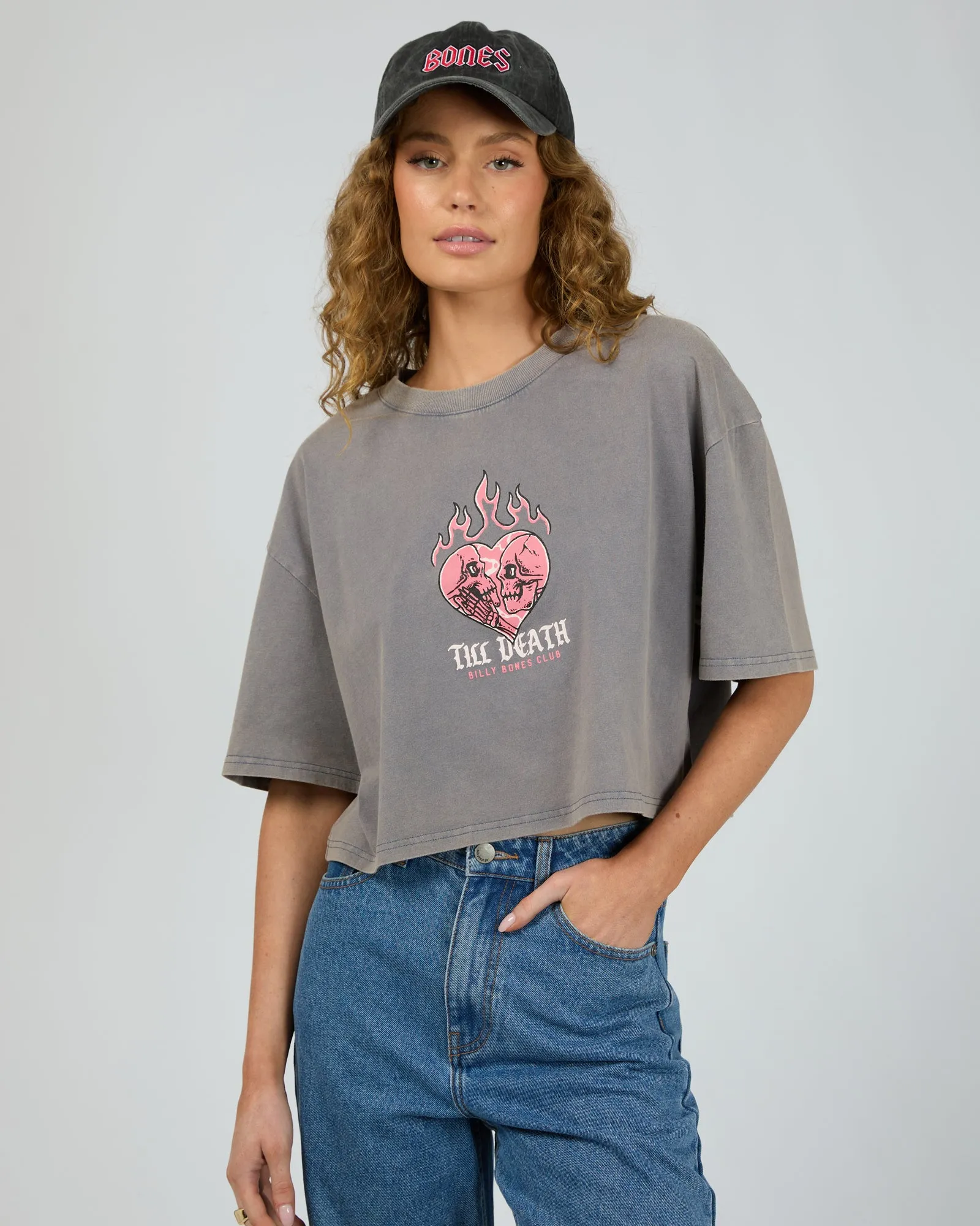 Till Death Crop Tee Petrol Blue sold by edge clothing product image thumbnail 2