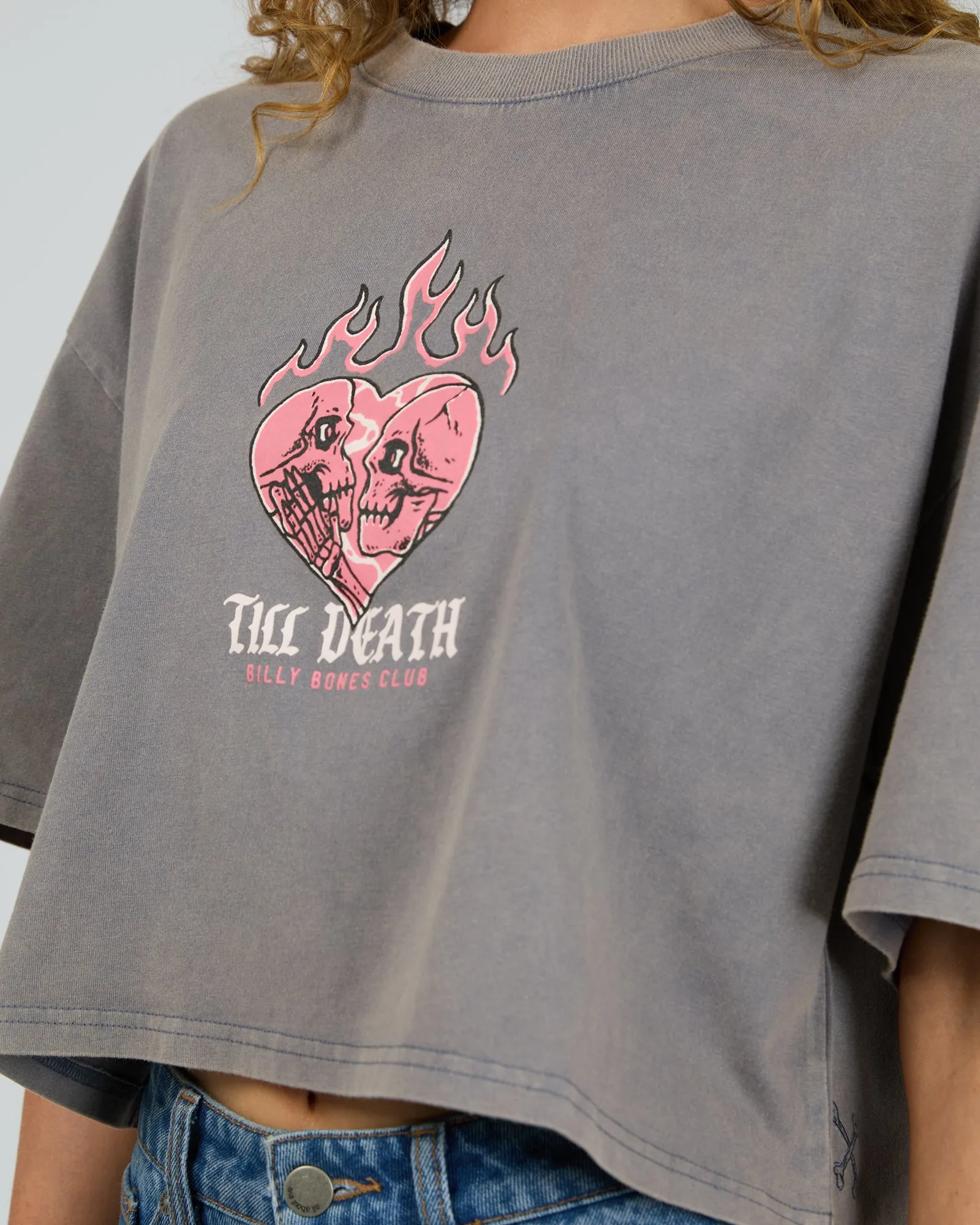 Till Death Crop Tee Petrol Blue sold by edge clothing product image thumbnail 5