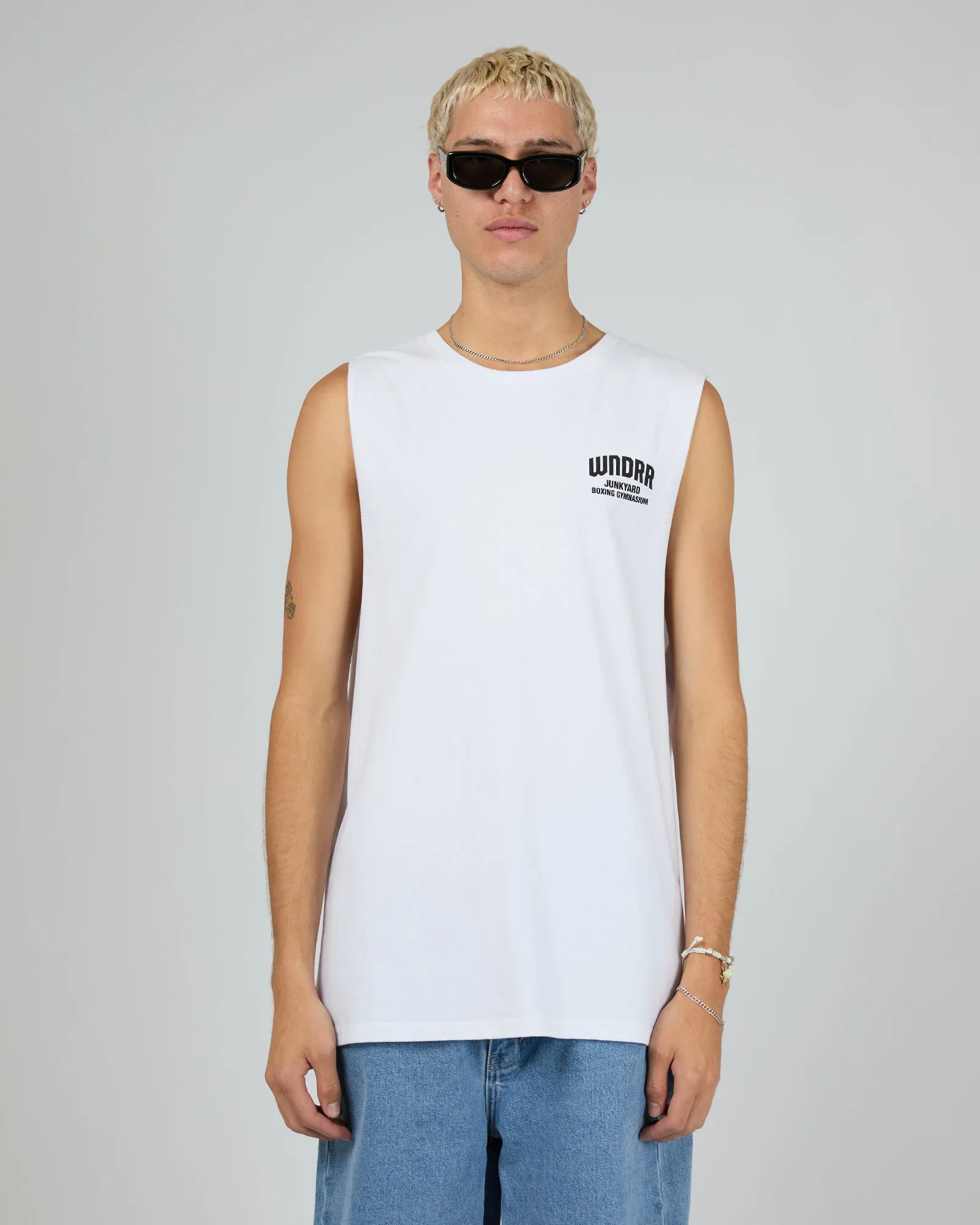 Junkyard Muscle Top White sold by edge clothing product image thumbnail 3