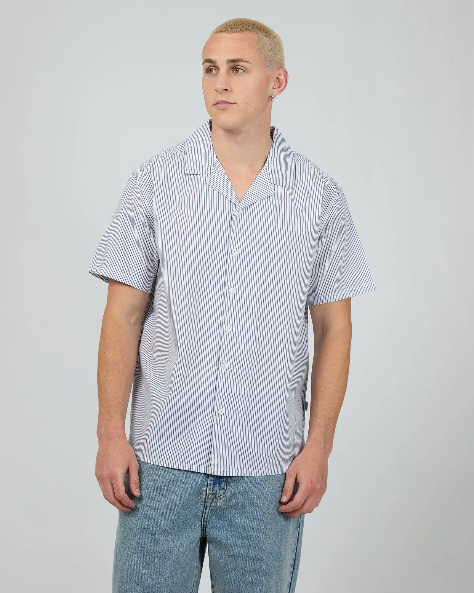 Charlie Stripe Shirt White sold by edge clothing