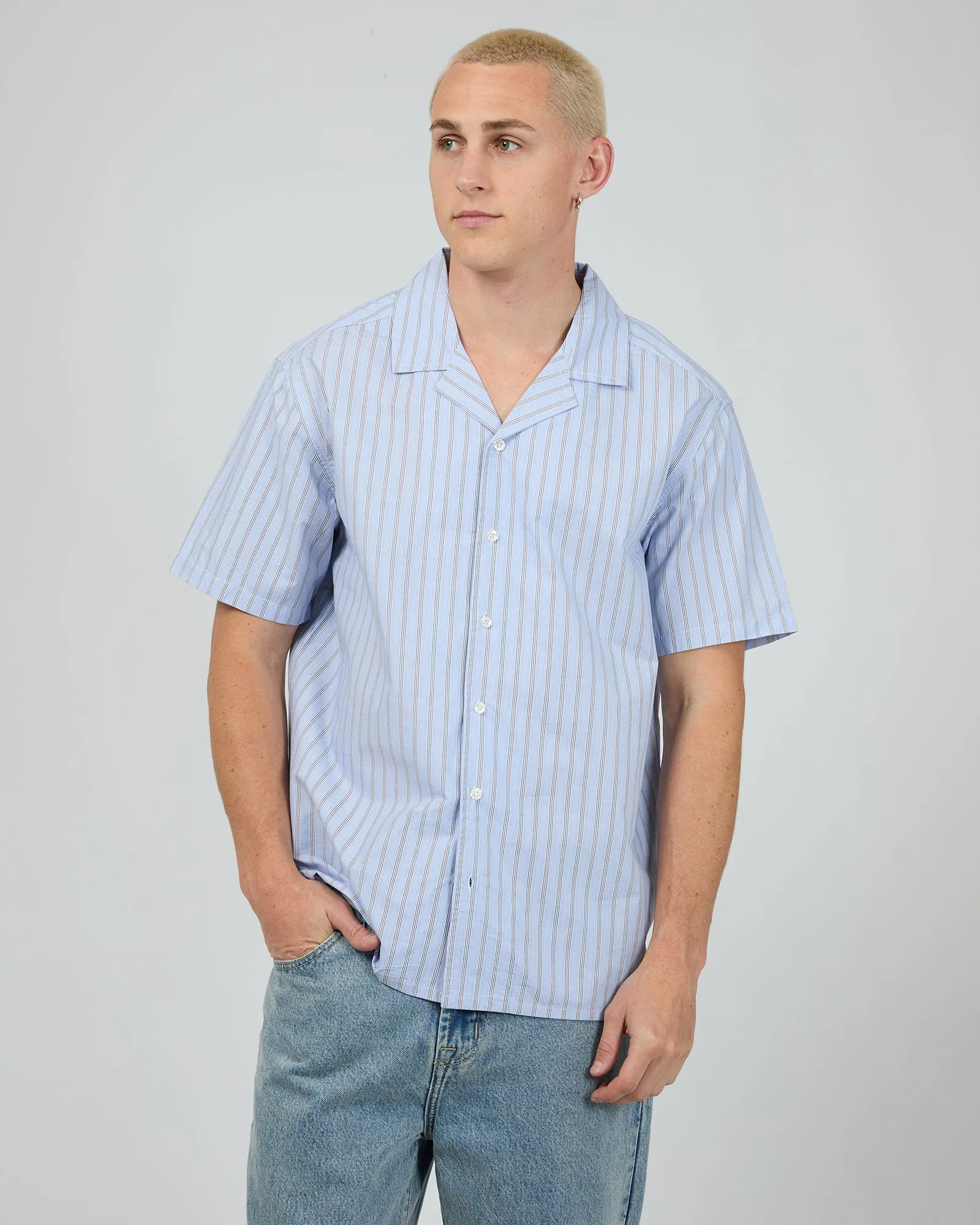 Lenny Stripe Shirt Light Blue sold by edge clothing
