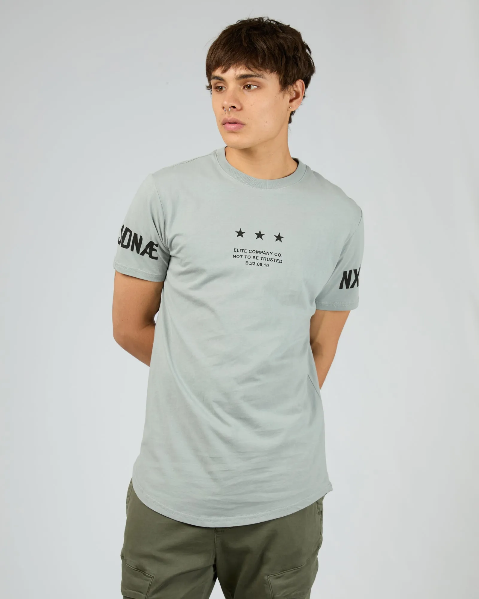 Equaliser Cape Back Tee Neutral Grey sold by edge clothing product image thumbnail 3