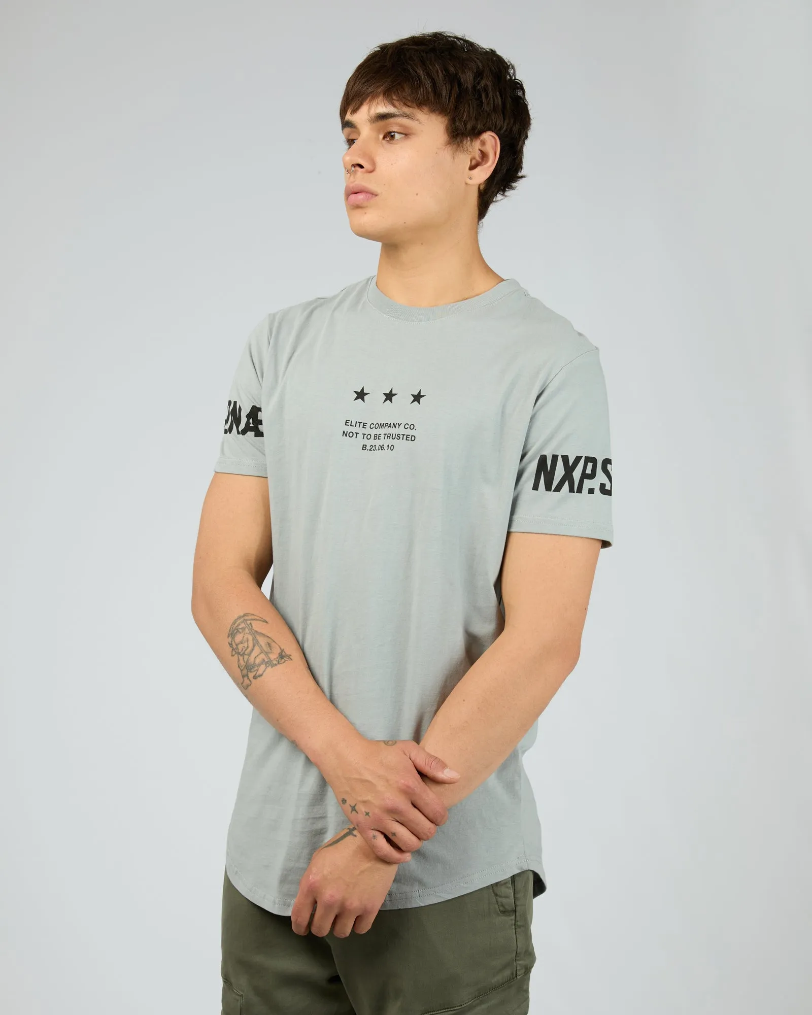 Equaliser Cape Back Tee Neutral Grey sold by edge clothing product image thumbnail 4