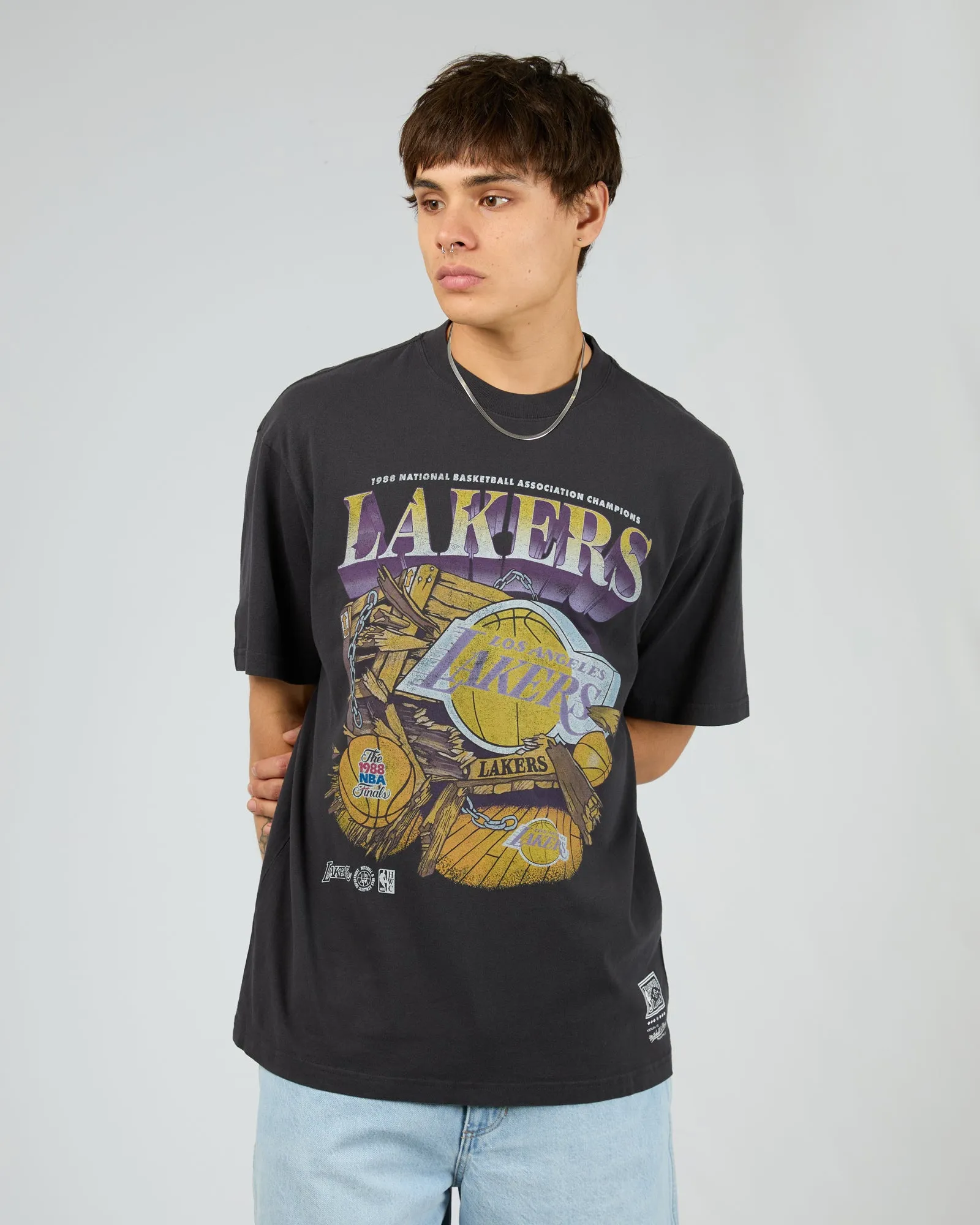 Lakers Bevel Burst Tee Black sold by edge clothing product image thumbnail 3