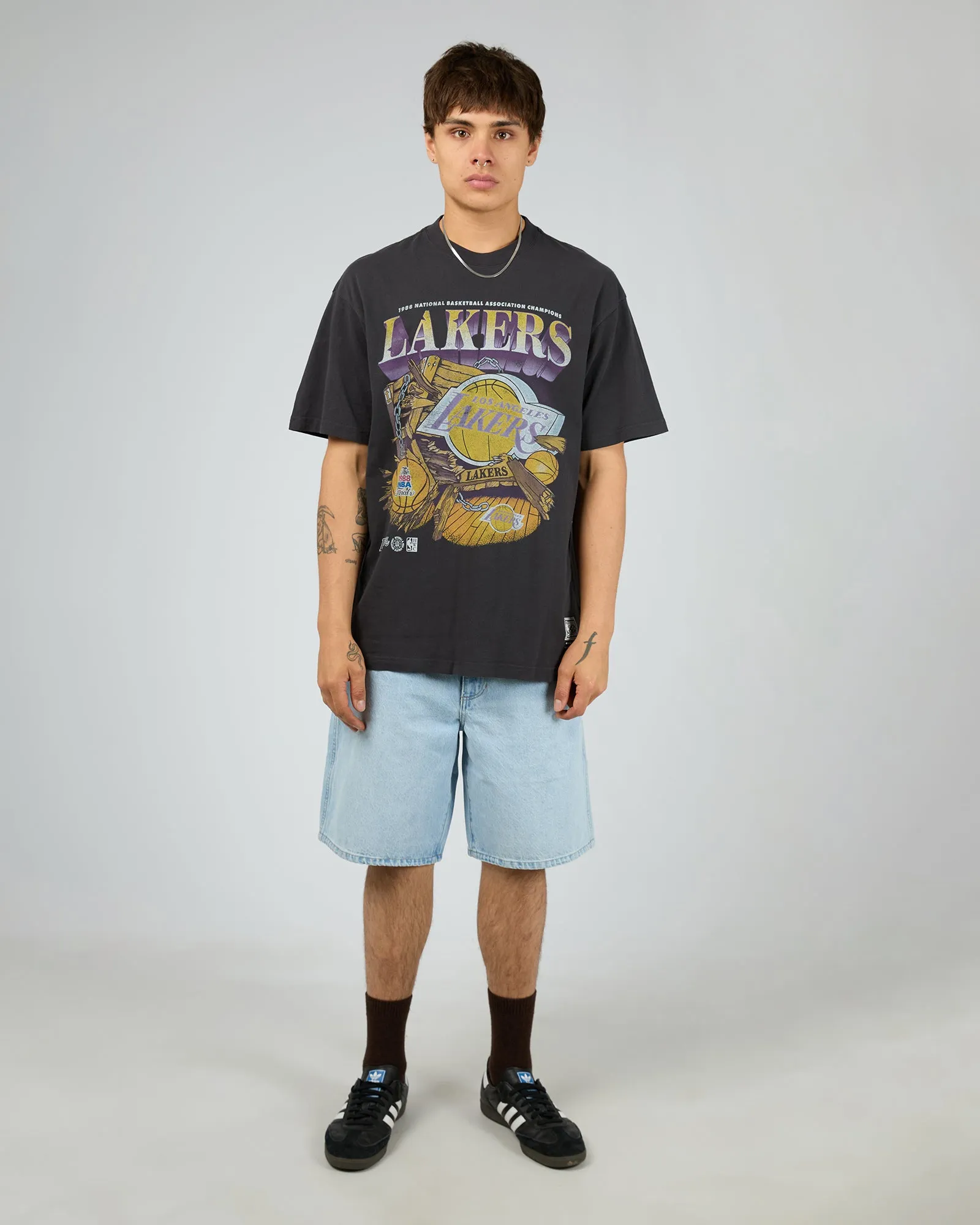 Lakers Bevel Burst Tee Black sold by edge clothing
