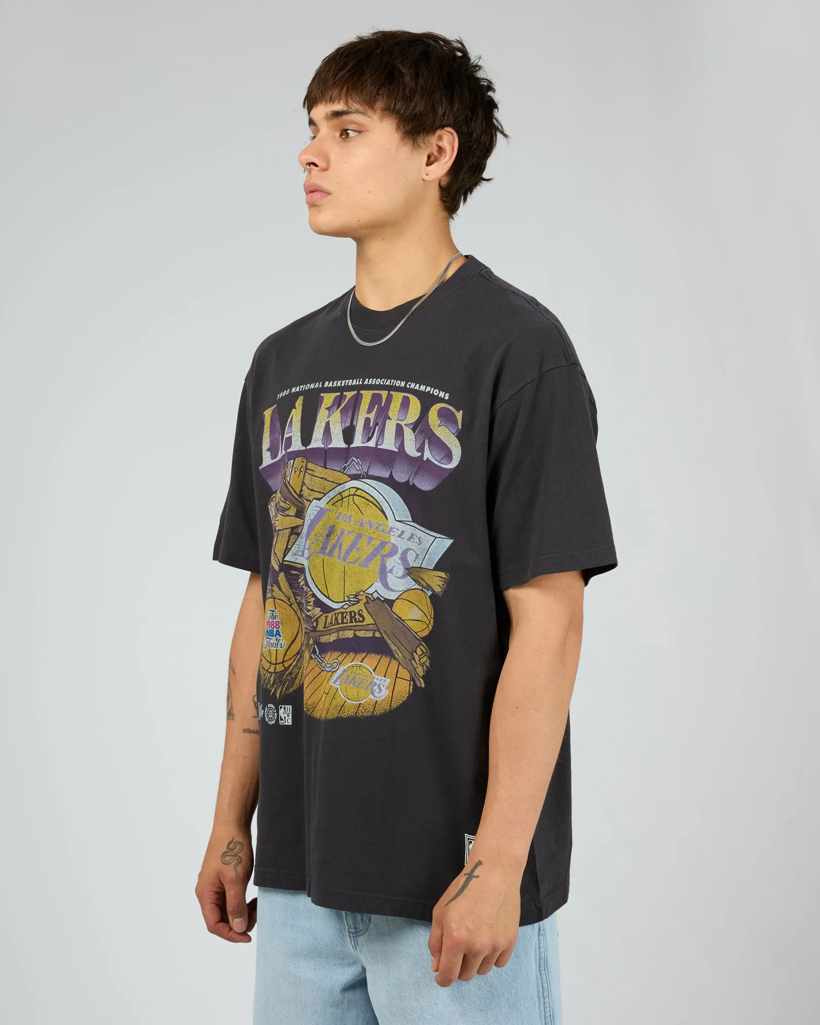 Lakers Bevel Burst Tee Black sold by edge clothing product image thumbnail 4