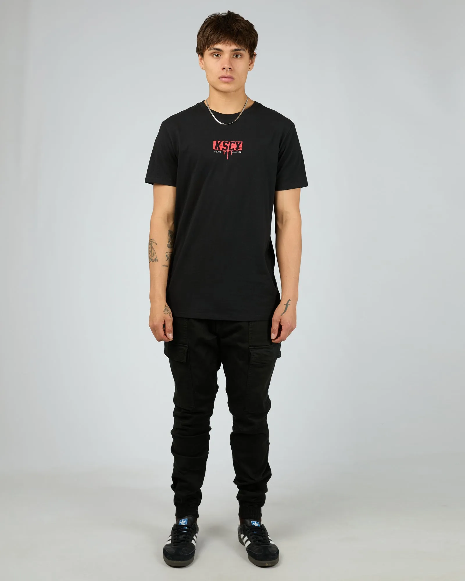 Ripped Dual Curved Tee Black sold by edge clothing