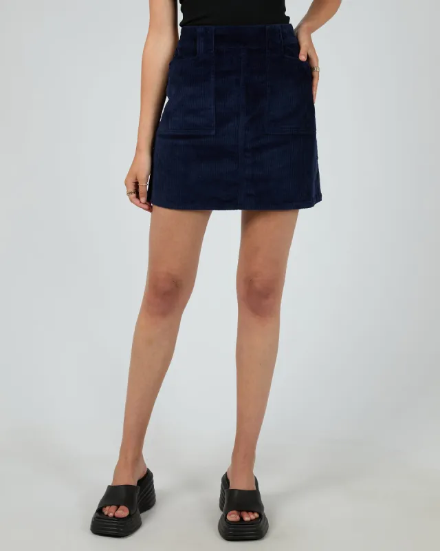 Gaia Cord Mini Skirt Navy sold by edge clothing