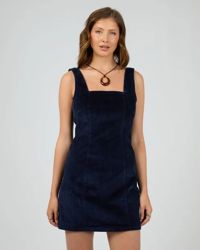 Gaia Cord Mini Dress Navy sold by edge clothing