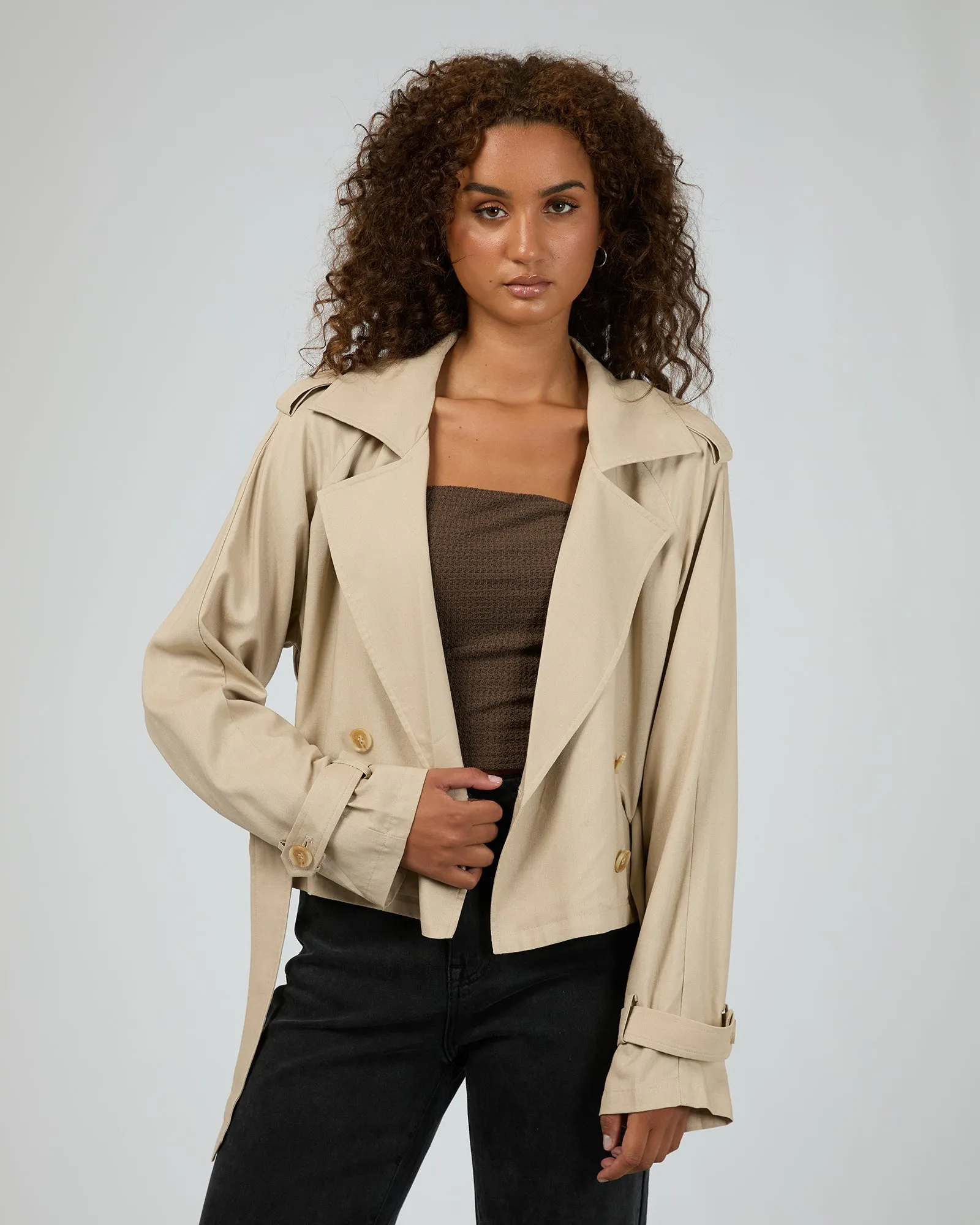Toledo Crop Trench Bone sold by edge clothing
