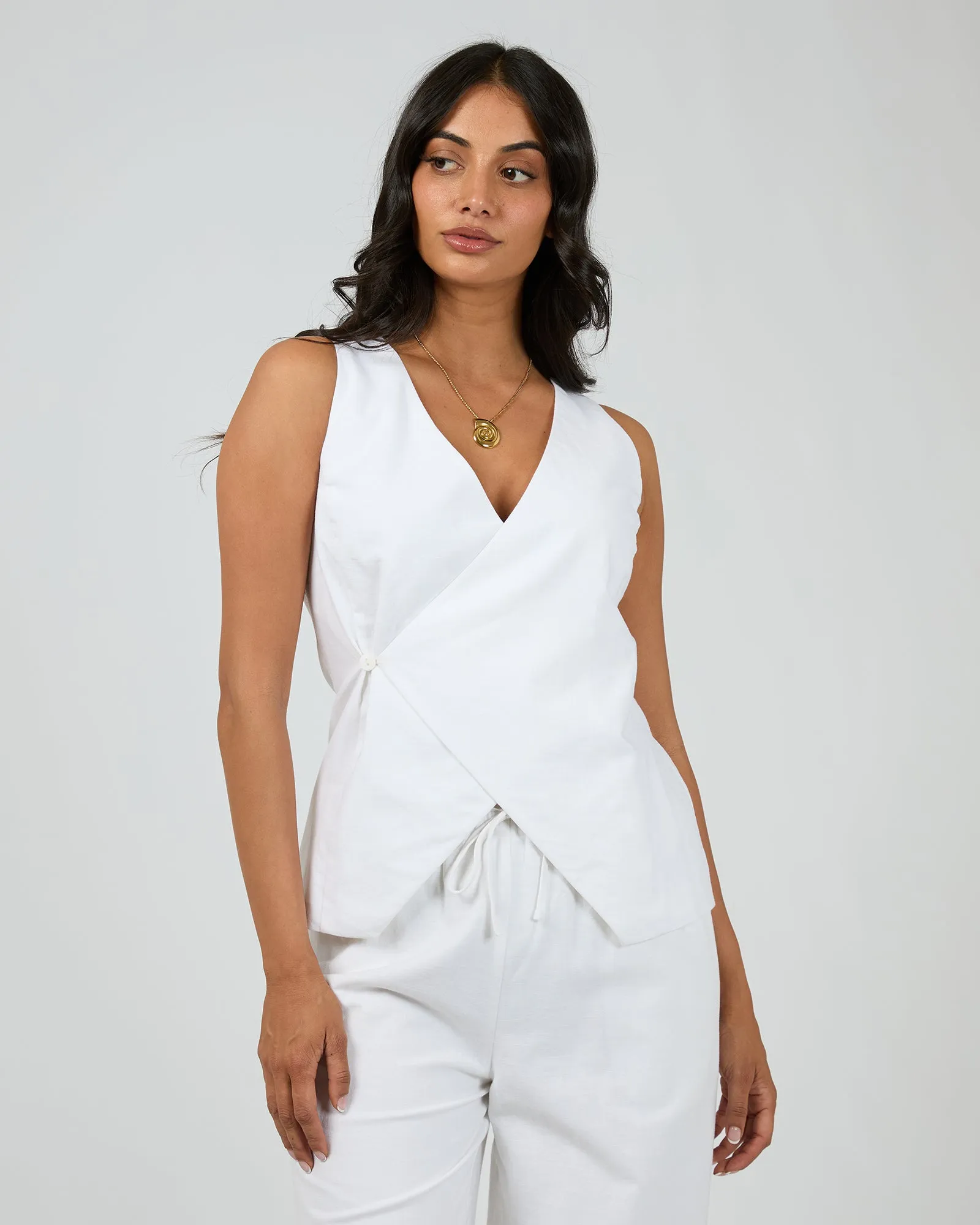 Willa Vest White sold by edge clothing