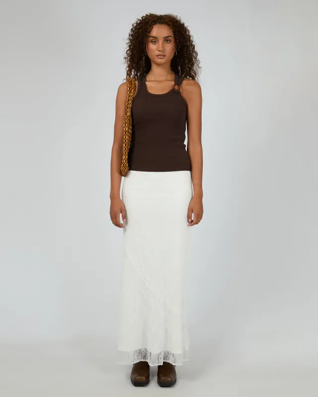 Camile Lace Maxi Skirt White sold by edge clothing