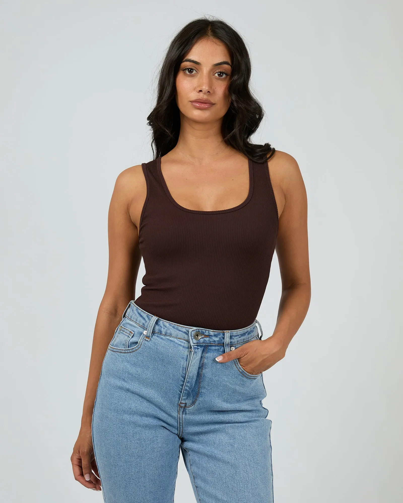 Becca Tank Brown sold by edge clothing