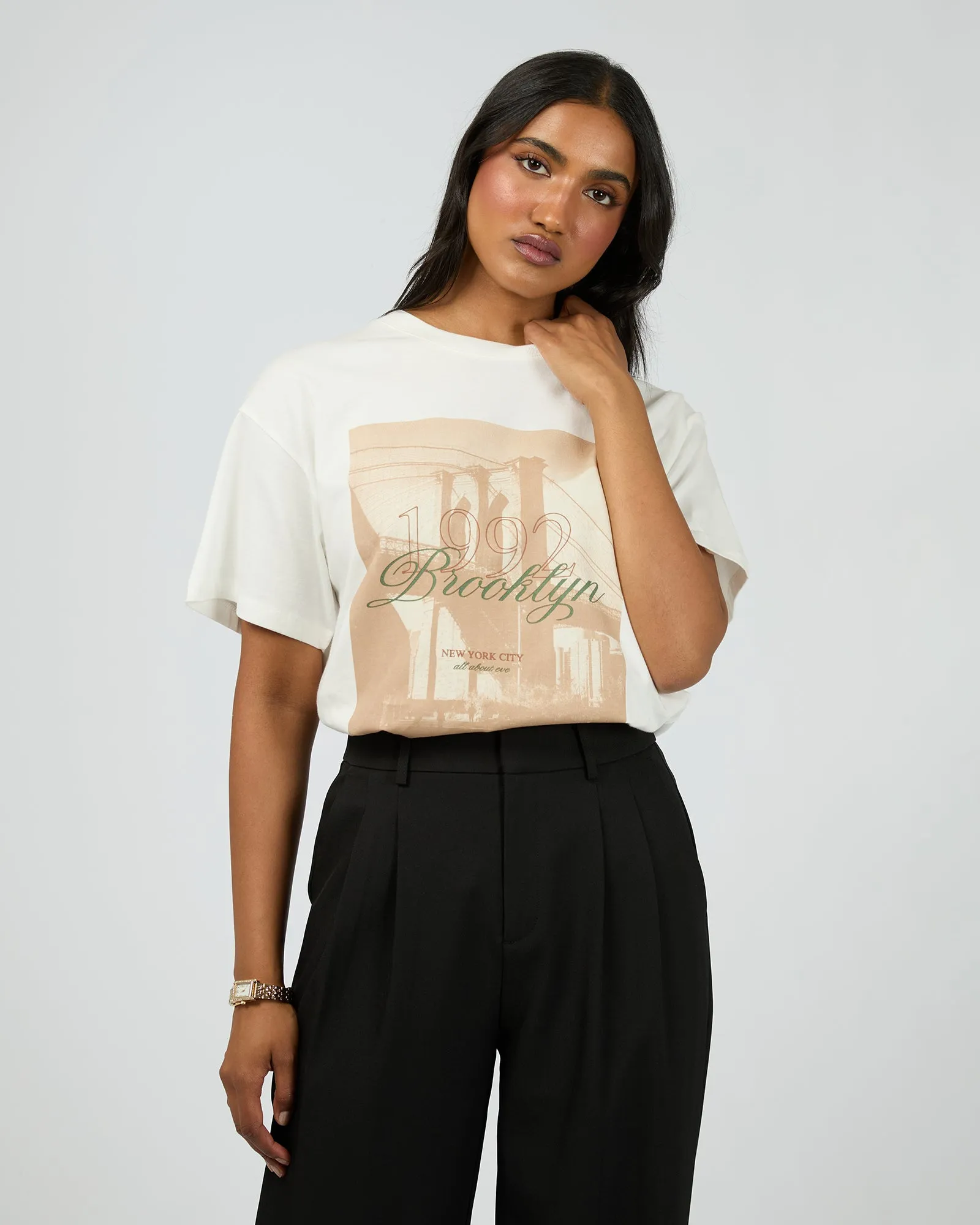 Brooklyn Oversized Tee Vintage White sold by edge clothing