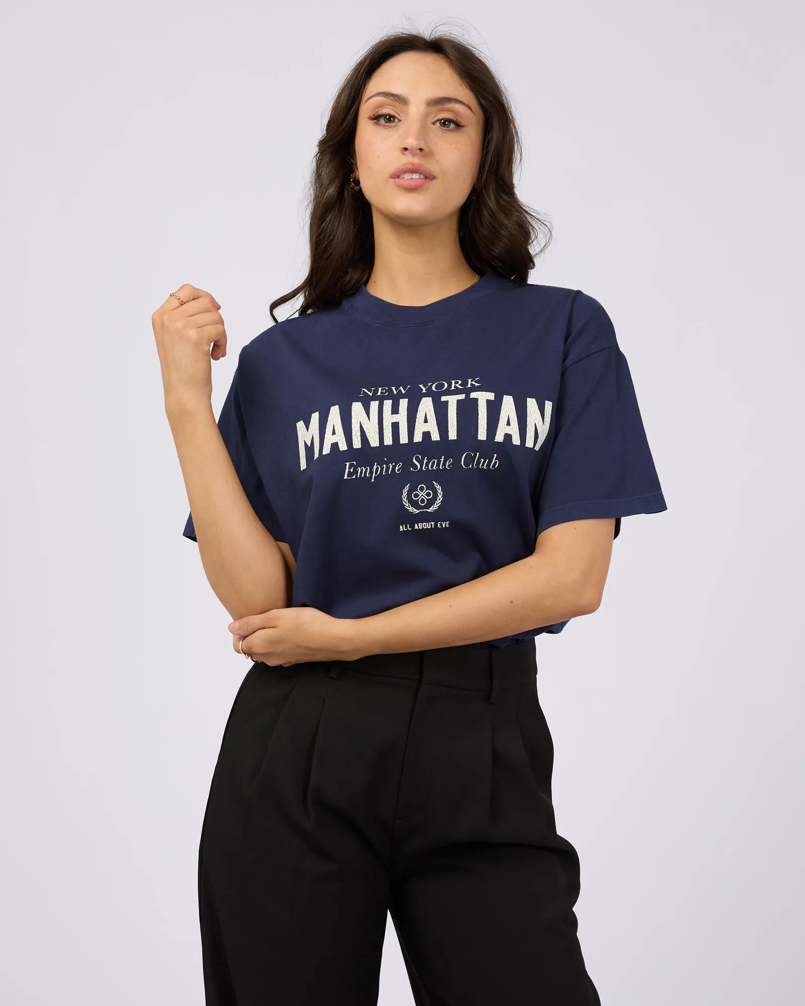 Manhattan Oversized Tee Navy sold by edge clothing