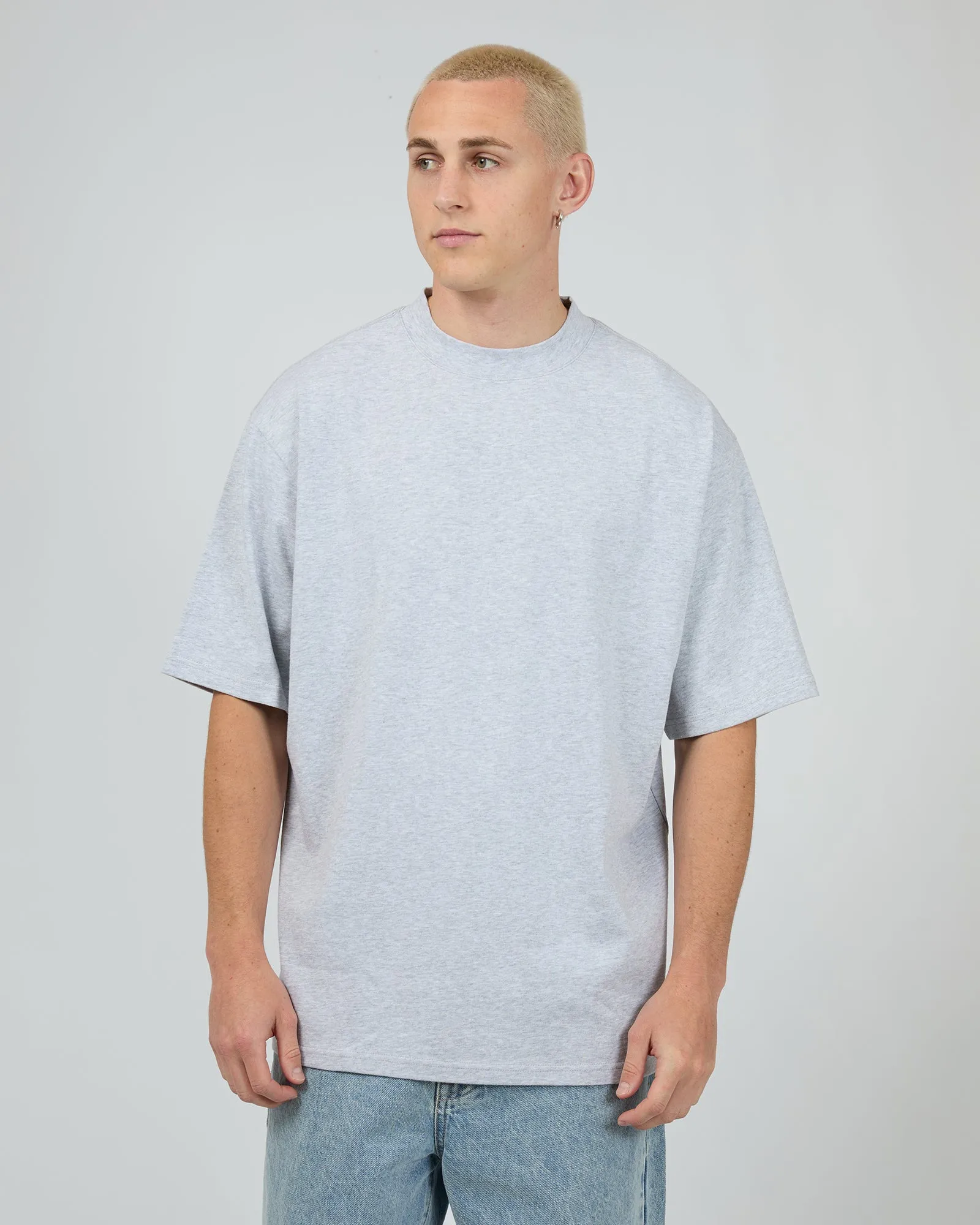Heavy Weight Tee Grey Marle sold by edge clothing