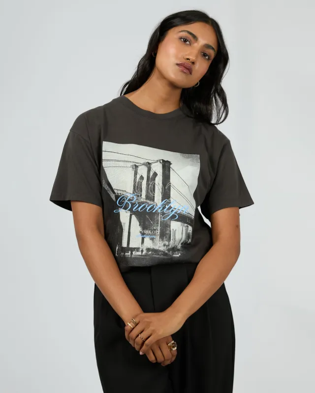 Brooklyn Oversized Tee Washed Black sold by edge clothing