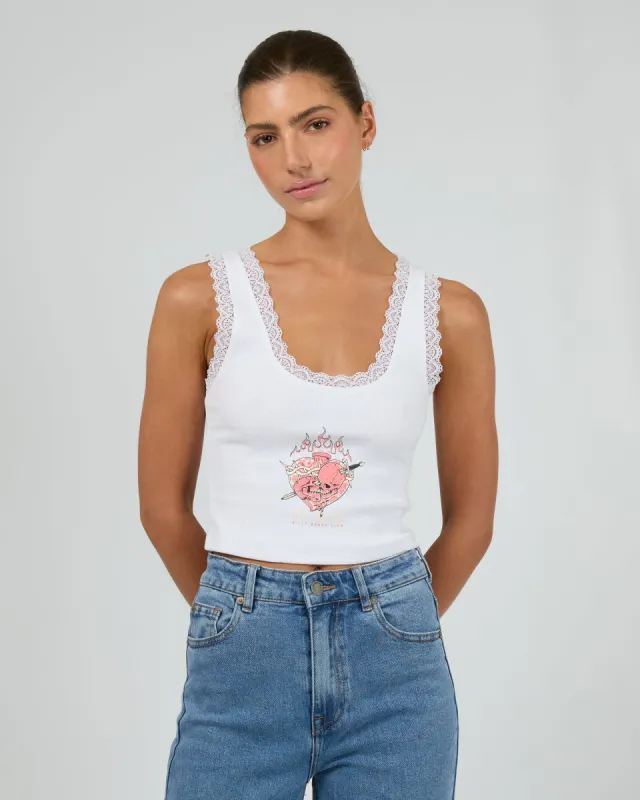 Till Death Low Crop Vintage White sold by edge clothing