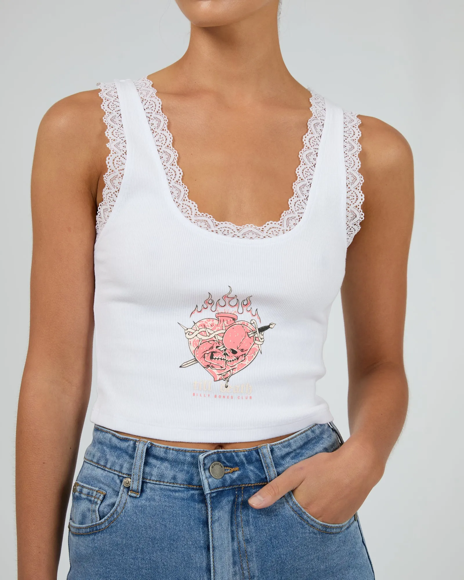 Till Death Low Crop Vintage White sold by edge clothing product image thumbnail 5