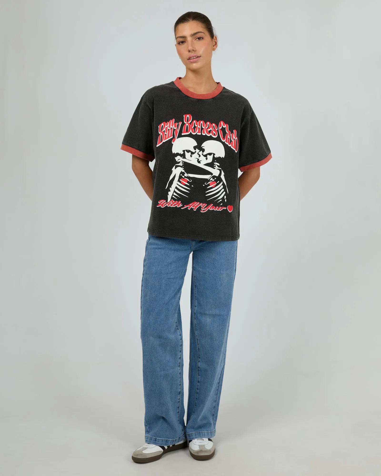 All Your Heart Ringer Tee Vintage Black Red sold by edge clothing product image thumbnail 2