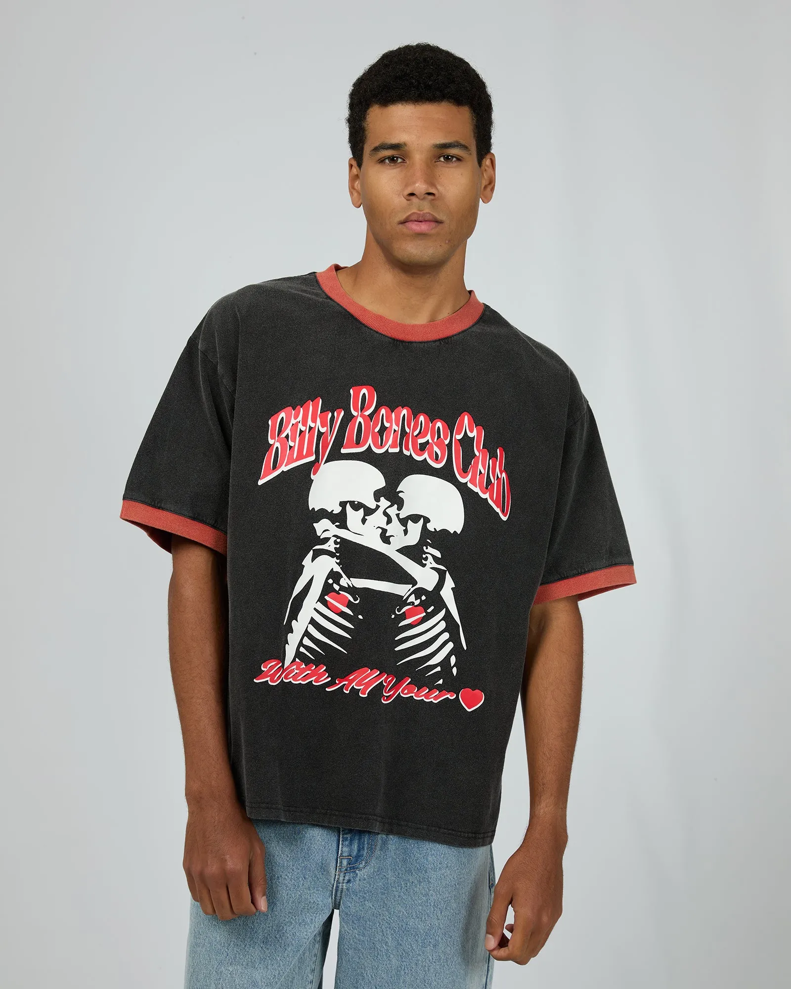 All Your Heart Ringer Tee Vintage Black Red sold by edge clothing product image thumbnail 3