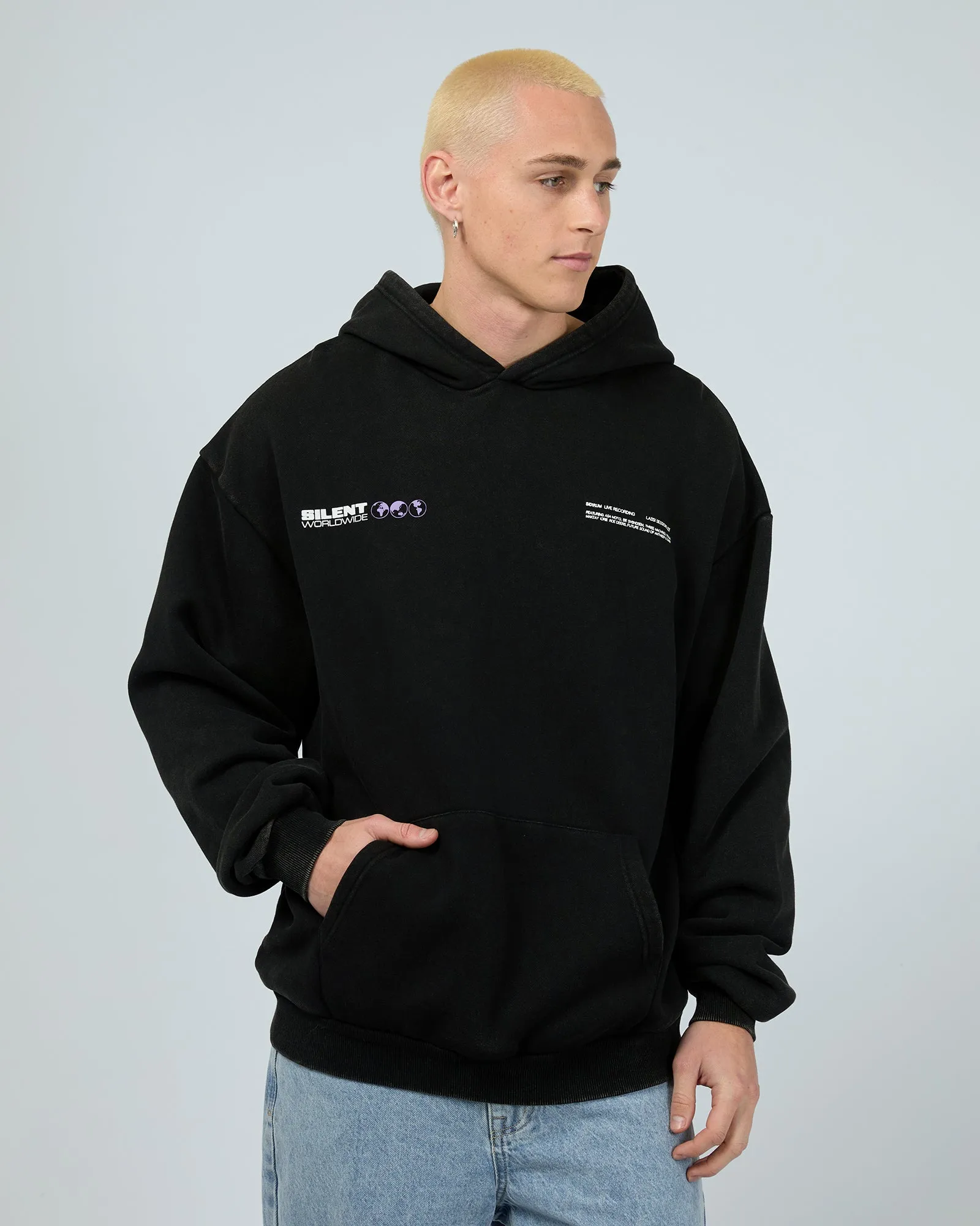 Worldwide Hoodie Washed Black sold by edge clothing