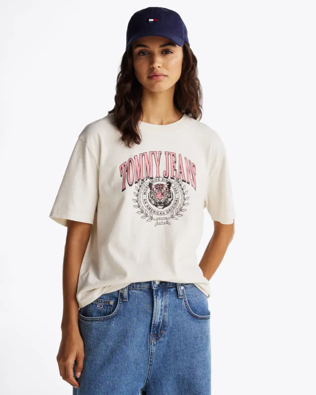 Relaxed Tiger Varsity Tee Oat Marle Heather sold by edge clothing
