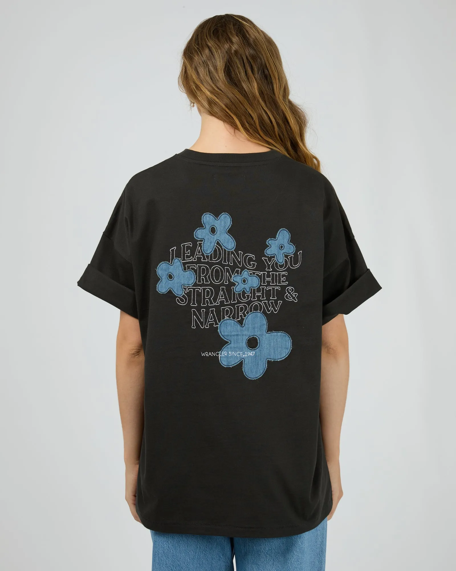 Denim Daizie Boxy Slouch Tee Worn Black sold by edge clothing