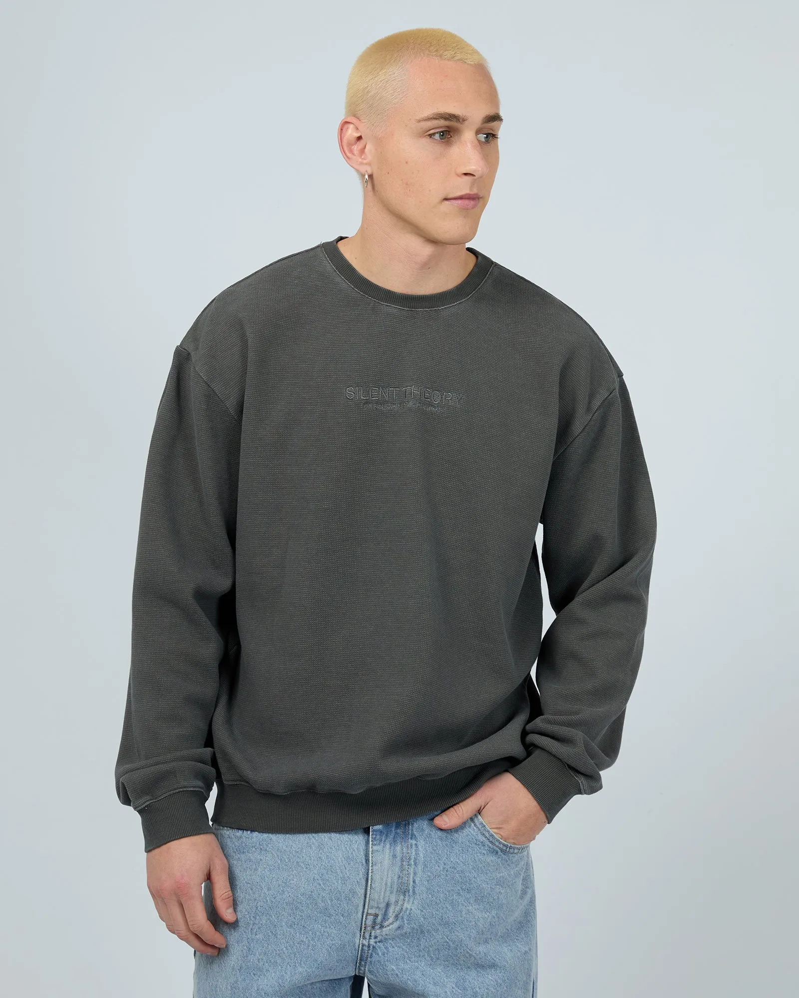 Sessions Waffle Crew Charcoal sold by edge clothing