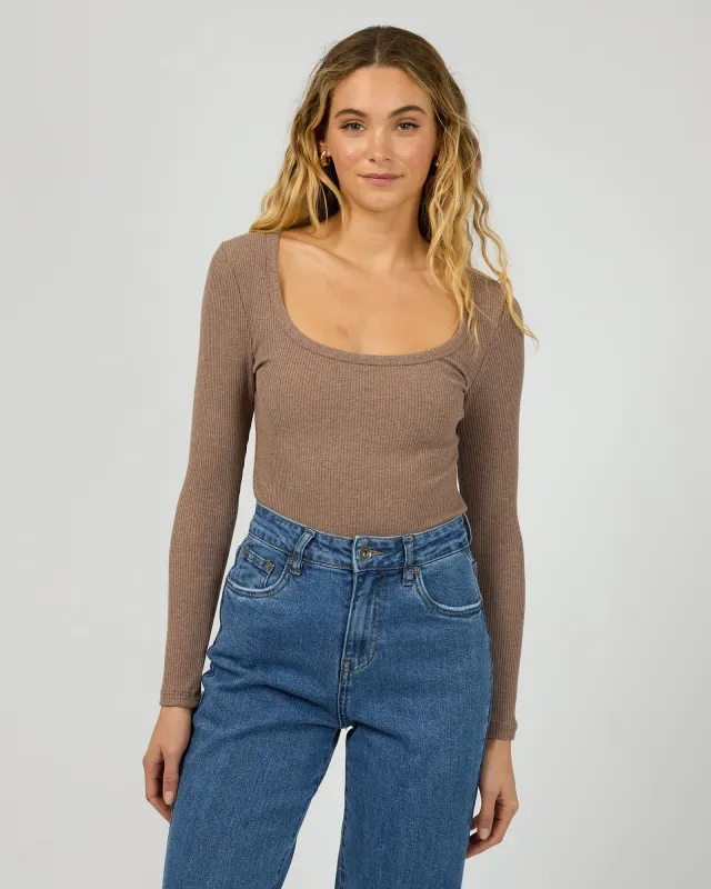 Hazel L/S Tee Brown sold by edge clothing