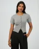 Patricia S/S Cardigan Grey Marle sold by edge clothing