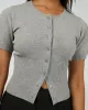 Patricia S/S Cardigan Grey Marle sold by edge clothing